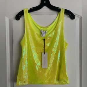 Rachel Zoe Bright Yellow Sequin Tank Top